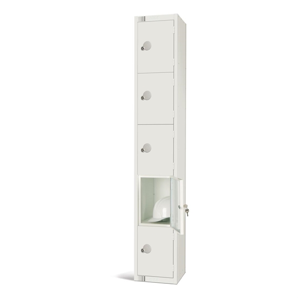elite-five-door-padlock-locker-white