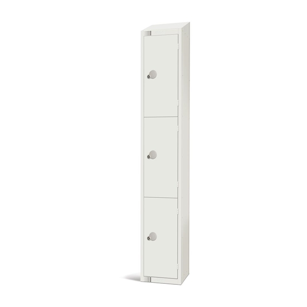 elite-three-door-electronic-combination-locker-with-sloping-top-white