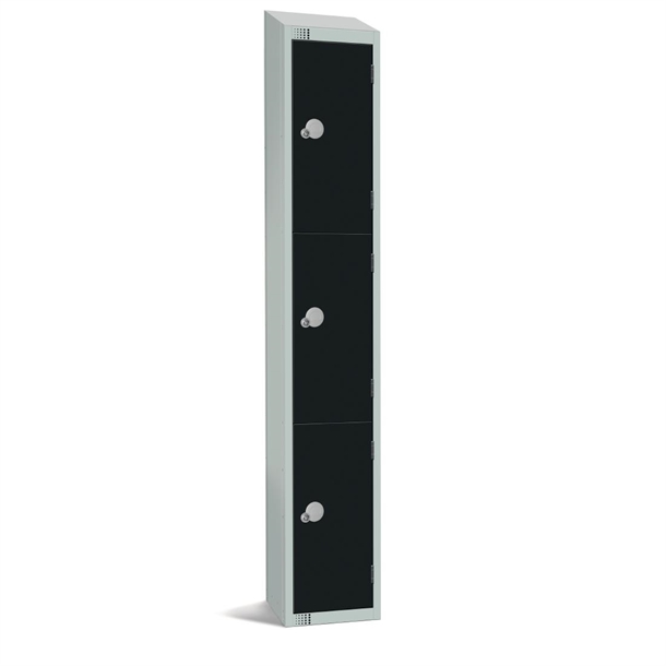 elite-three-door-electronic-combination-locker-with-sloping-top-black