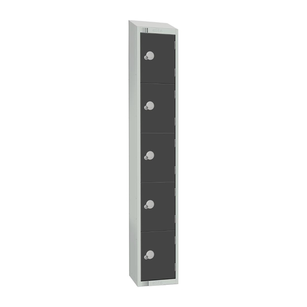 elite-five-door-electronic-combination-locker-with-sloping-top-graphite-grey