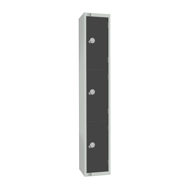 450mm Deep Locker 3 Door Elect Lock Graphite Grey 1950x300mm Sloping Top(Direct)