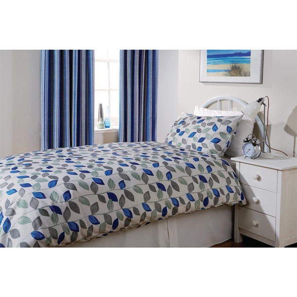 Essentials Florence Duvet Cvrs Leaf Cobalt - Single 137x203cm