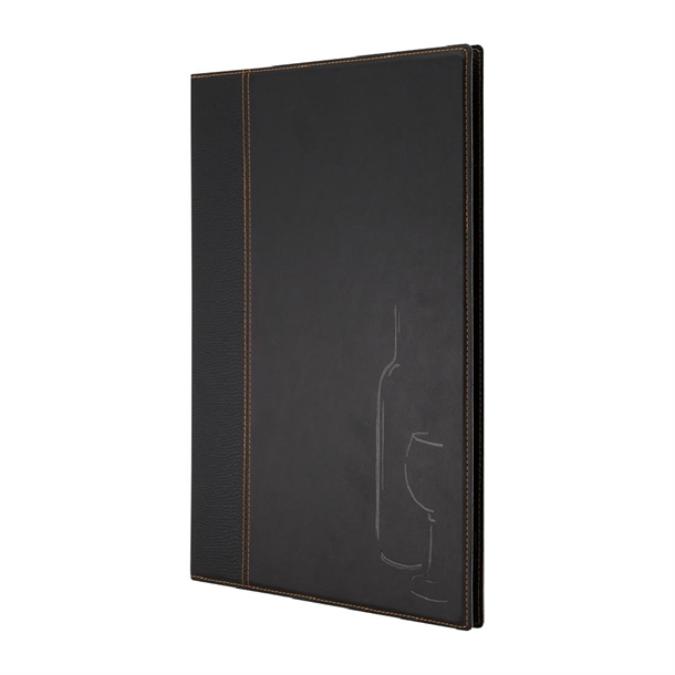 Securit Contemporary Wine Card Black with 2 Inserts A4 - 8 Page