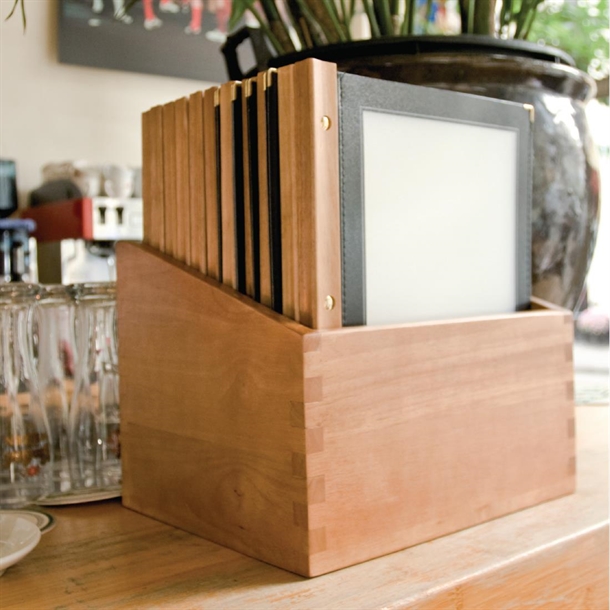 Securit Wood Spine American Style Menu Covers and Storage Box A4 Black ...