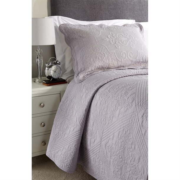 Isabella Quilted Pillow Cover (Zipped) Grey - 50x78cm (Internal)