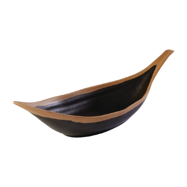 aps-crocker-leaf-bowl-brown.-305mm-length