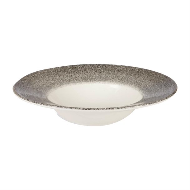 Studio Prints Raku Quartz Black Wide Rim Bowl 280mm 11" 16.5oz (Box 12) (B2B)