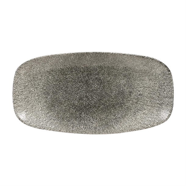 Studio Prints Raku Quartz Black Chefs Oblong Plate 298x153mm (Box 12) (B2B)