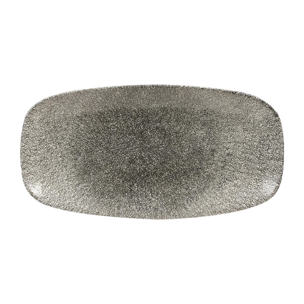 Studio Prints Raku Quartz Black Chefs Oblong Plate 355x189mm (Box 6) (B2B)