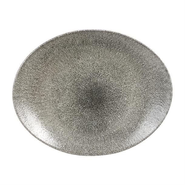 Churchill Studio Prints Raku Quartz Black Oval Coupe Plate 317x255mm(Box12)(B2B)