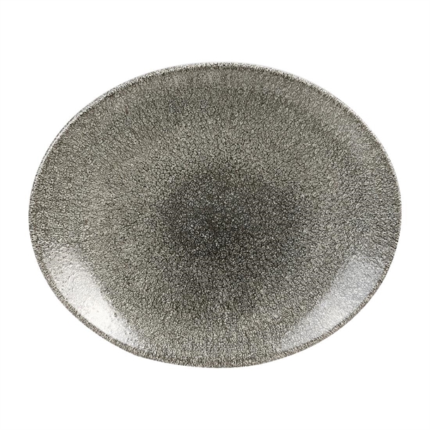 Churchill Studio Prints Raku Quartz Black Oval Coupe Plate 270x229mm(Box12)