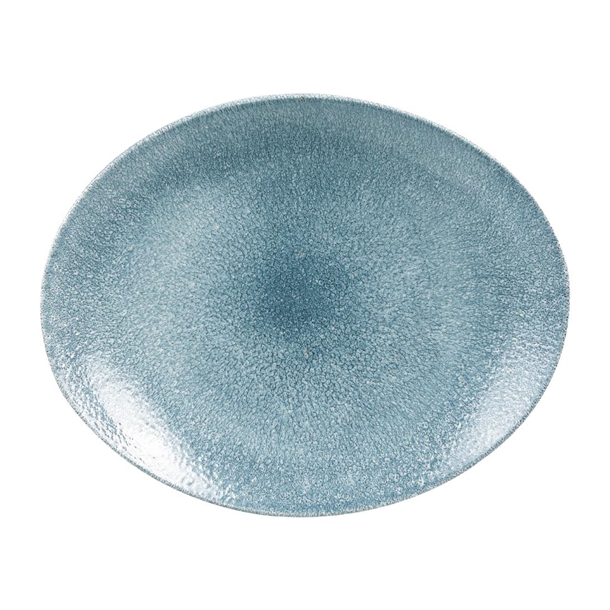 Churchill Studio Prints Raku Topaz Blue Oval Coupe Plate 317x255mm (Box 12)(B2B)