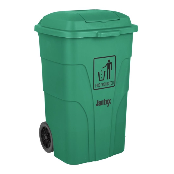 Jantex Waste Bin with Foot Pedal Lid Green - 120Ltr