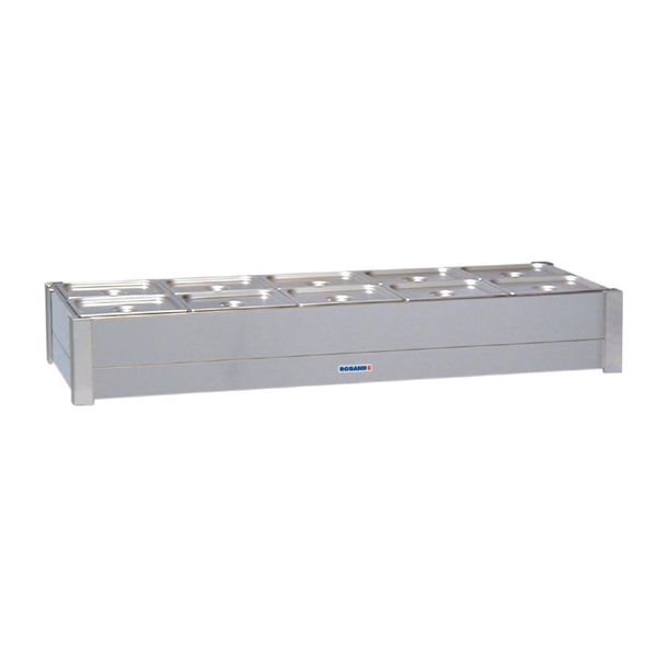 Roband Hot Bain Marie BM25A 2 row x 5 1/2 incl 10x 1/2 size 100mm Pans&Lids(B2B)