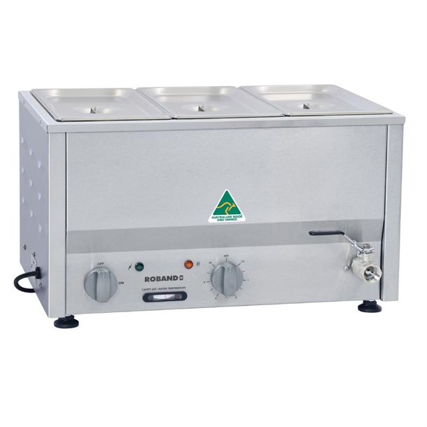 Roband Counter Top Bain Marie c/w 3 x 1/3 size 150mm pans & lids(B2B)