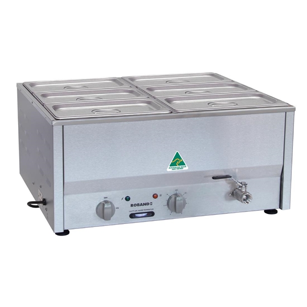 Roband Counter Top Bain Marie c/w 6 x 1/3 size 150mm pans & lids(B2B)