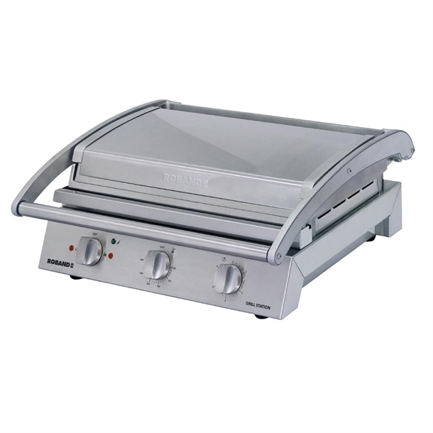 Roband Grill Station GSA810R Ribbed Top Smooth Bottom Plates 8 Slice