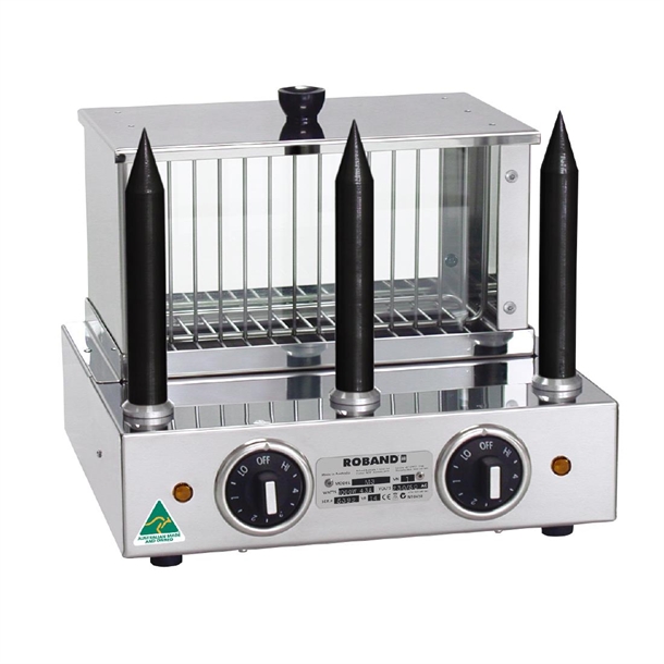 Roband Hot Dog & Bun Warmer M3T 3 Teflon Coated Spikes (B2B)