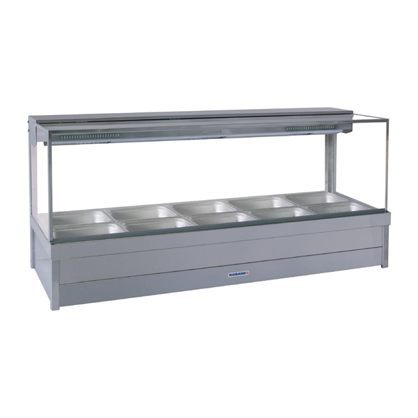 Roband Square Glass Hot Foodbar S25 10 Pans Double Row - 1650x615x750mm (B2B)