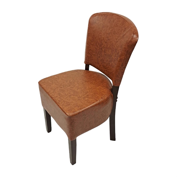 Hanoi Dining Chair In Dark Walnut with Bison Vinyl Tan (Pack 2) (B2B)