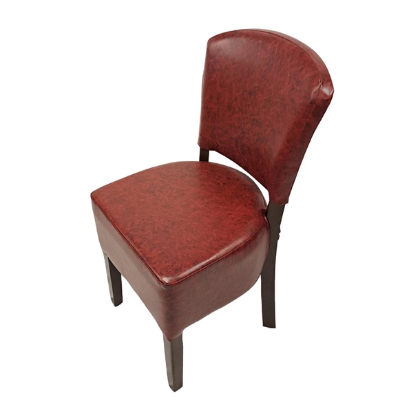 Hanoi Dining Chair In Dark Walnut with Bison Vinyl Bordeaux (Pack 2) (B2B)