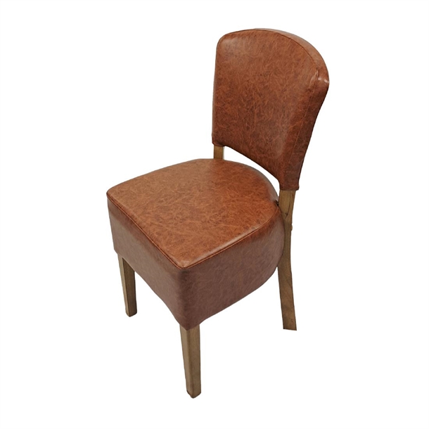 Hanoi Dining Chair In Weathered Oak with Bison Vinyl Tan (Pack 2) (B2B)