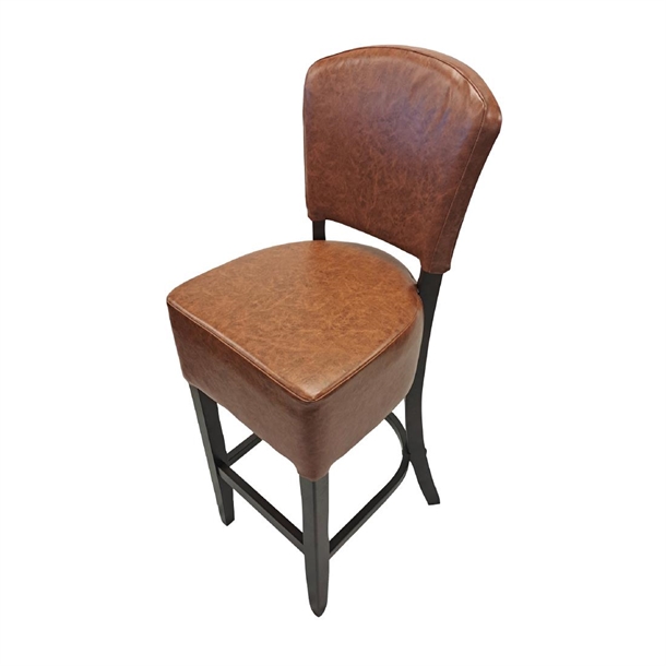 Hanoi Bar Chair in Dark Walnut with Bison Tan Vinyl (Direct)