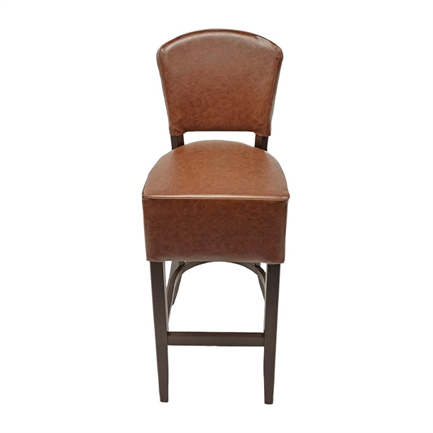 Hanoi Bar Chair in Dark Walnut with Bison Espresso Vinyl (Direct)