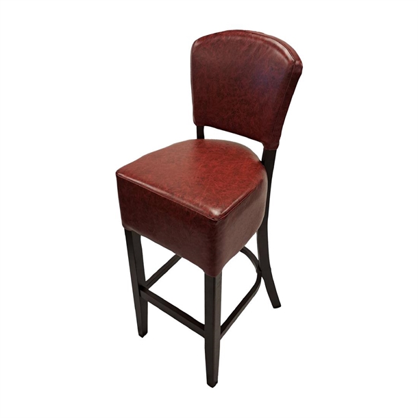 Hanoi Bar Chair in Dark Walnut with Bison Bordeaux Vinyl (Direct)