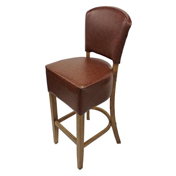 Hanoi Bar Chair in Weathered Oak with Bison Espresso Vinyl (Pack 2) (B2B)