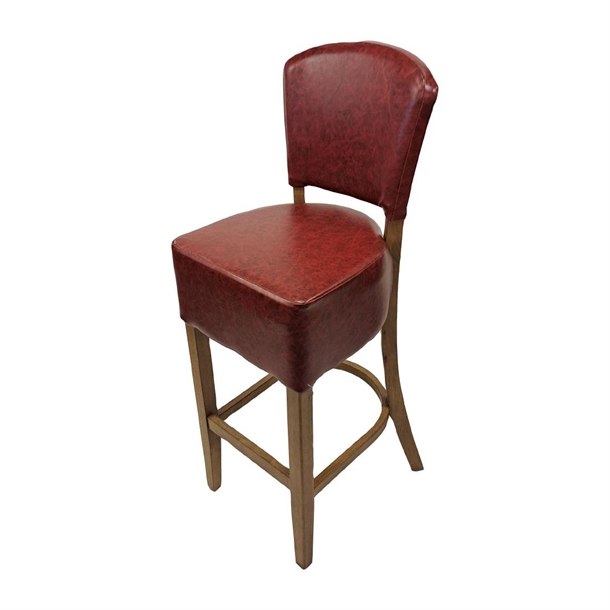 Hanoi Bar Chair in Weathered Oak with Bison Bordeaux Vinyl (Direct)