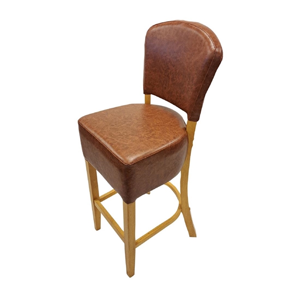 Hanoi Bar Chair in Soft Oak with Bison Tan Vinyl (Direct)