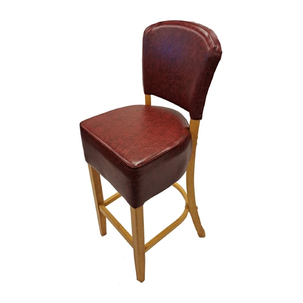 Hanoi Bar Chair in Soft Oak with Bison Bordeaux Vinyl (Direct)