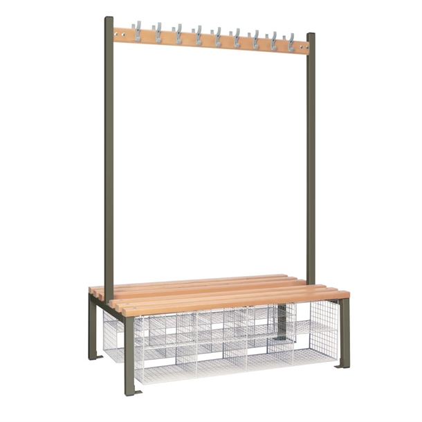Double Sided Island Seating with Mesh Basket Dark Grey - 1200mm (Direct)