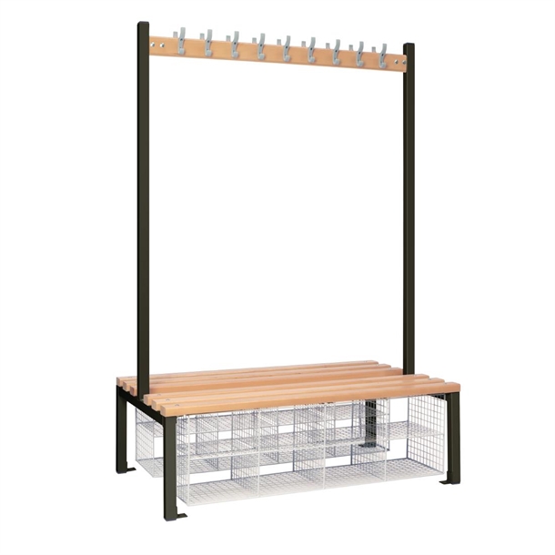 Double Sided Island Seating with Mesh Basket Black - 1200mm (Direct)