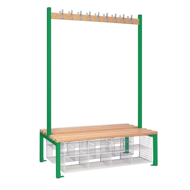 Double Sided Island Seating with Mesh Basket Green - 1200mm (Direct)