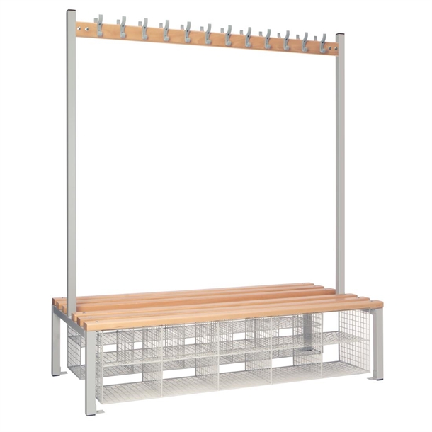 Double Sided Island Seating with Mesh Basket Grey - 1500mm (Direct)