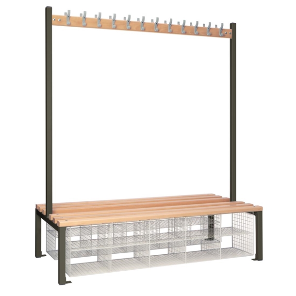 Double Sided Island Seating with Mesh Basket Dark Grey - 1500mm (Direct)