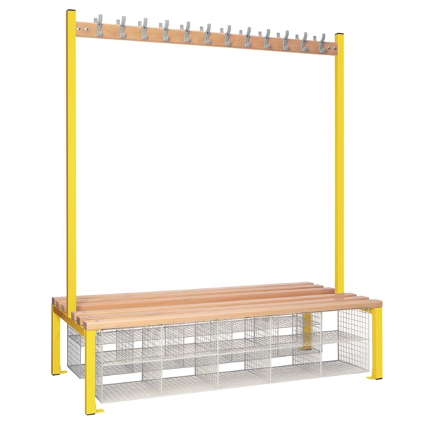 Double Sided Island Seating with Mesh Basket Yellow - 1500mm (Direct)