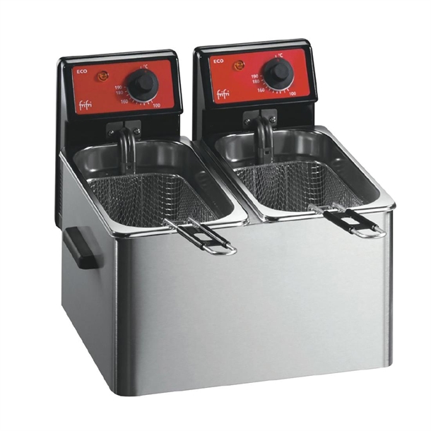 FriFri Eco 4+4 Electric Countertop TwinTank Fryer 2Basket 2x2.3kW(B2B)