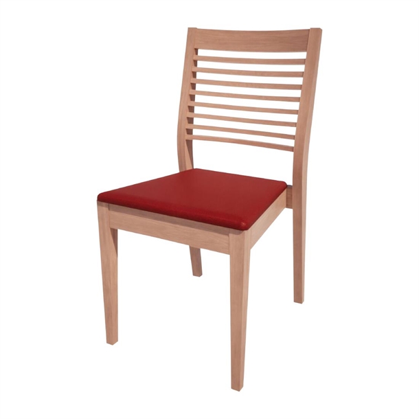 Bolero Bespoke Marty B Stacking Chair in Red/Beech (Direct)