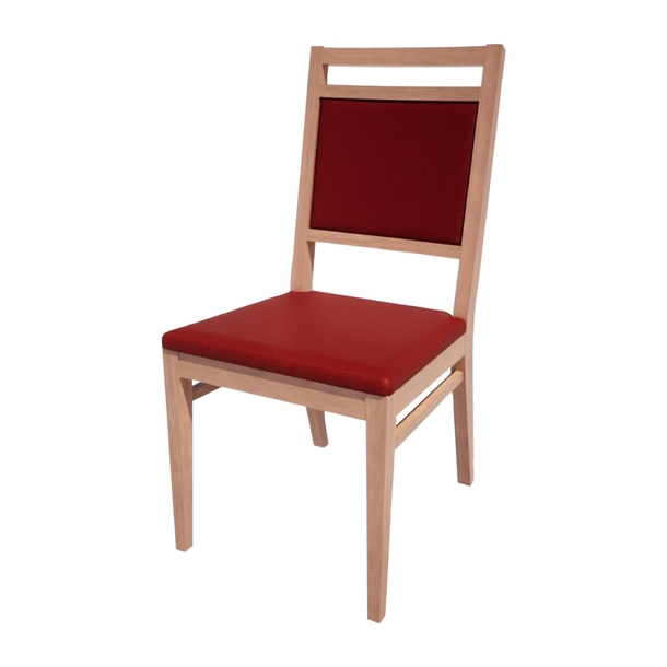 Bolero Bespoke Bia A Side Chair in Red/Beech (Direct)