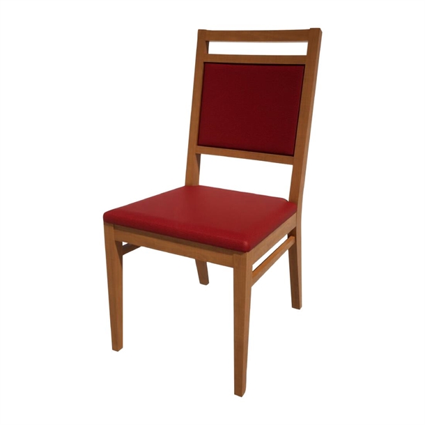 Bolero Bespoke Bia A Side Chair in Red/Oak (Direct)