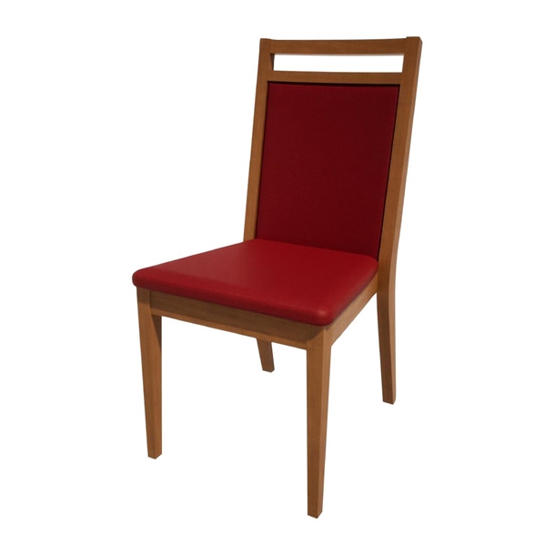 Bolero Bespoke Bia B Stacking Chair in Red/Oak (Direct)