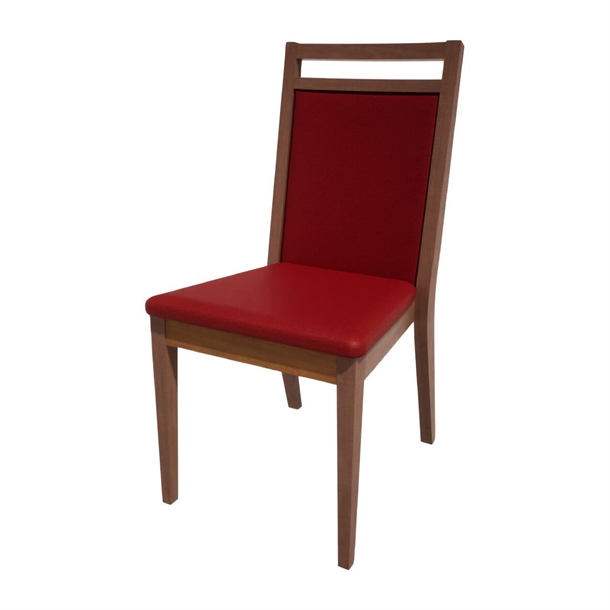 Bolero Bespoke Bia B Stacking Chair in Red/Walnut (Direct)