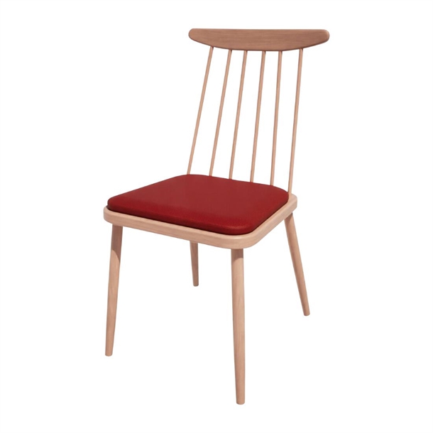Bolero Bespoke Frank Side Chair in Red/Beech (Direct)