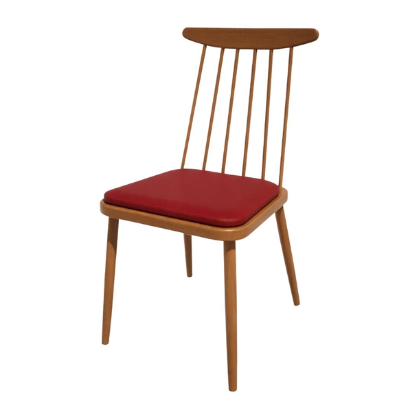 Bolero Bespoke Frank Side Chair in Red/Oak (Direct)