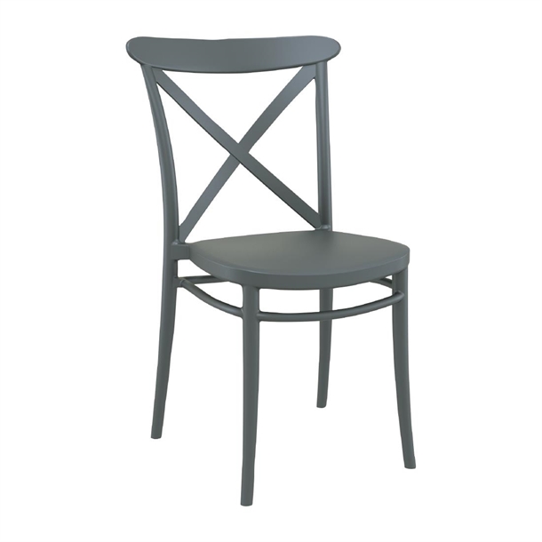 Cross Side Chair Dark Grey (Pack 2) (Direct)