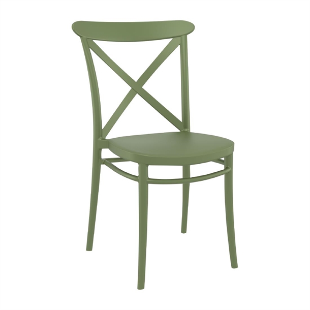 Cross Side Chair Olive Green (Pack 2) (Direct)