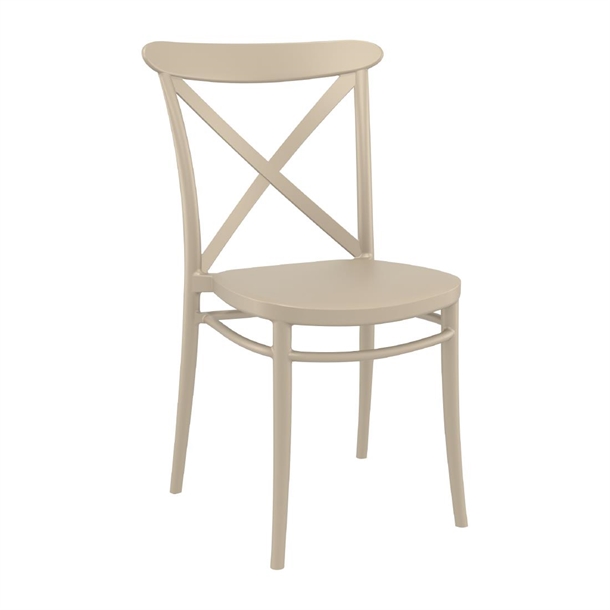 Cross Side Chair Taupe (Pack 2) (Direct)